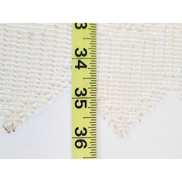 Vintage Crochet Lace Ivory / Off White Window Valance with Two Panels Set - Picture 14 of 14